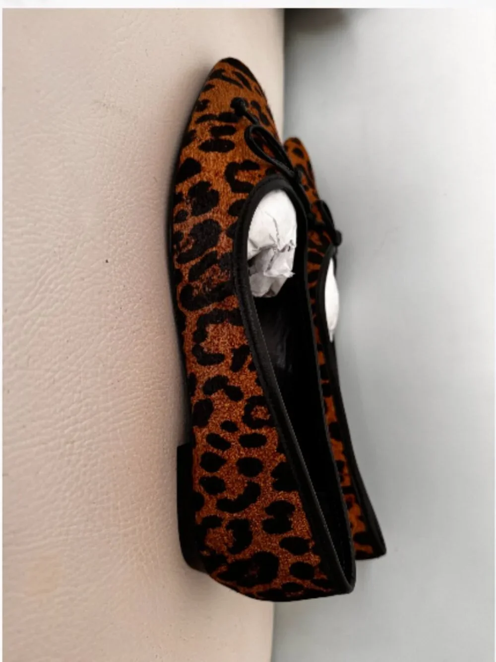 SCHUTZ Furry Leopard-Print Ballet Flats in Brown and Black